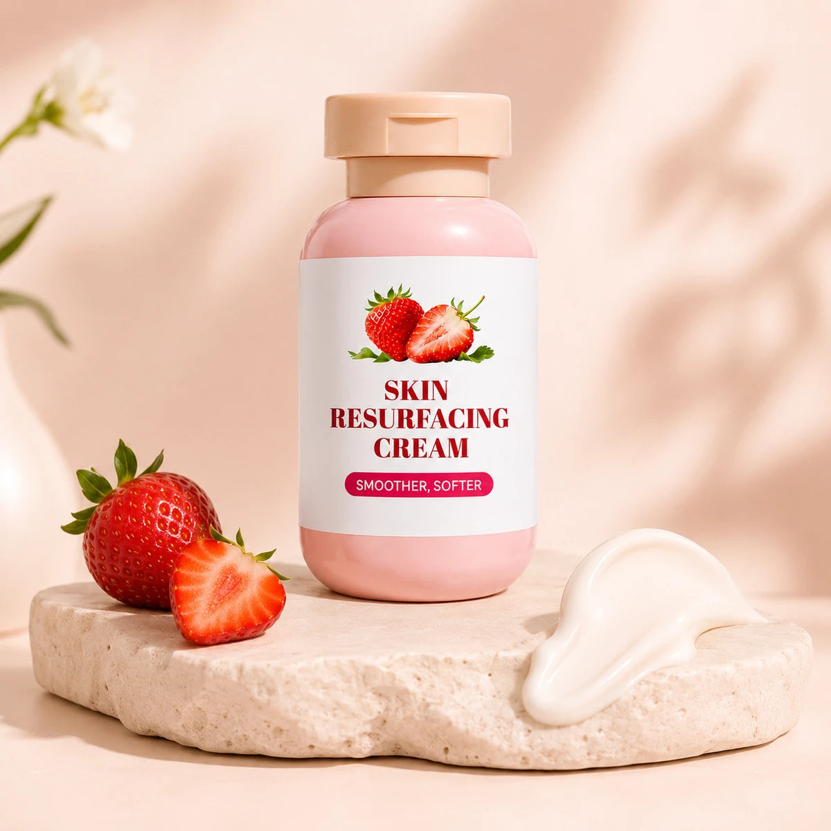 Skin Resurfacing Cream with strawberries and cream texture